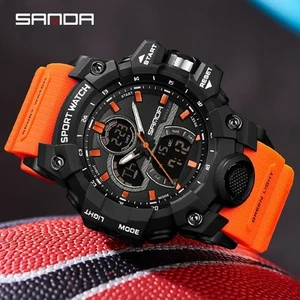 Men Military Watch Digital 50m Waterproof Wristwatch LED Quartz Sport Watch - Picture 1 of 18
