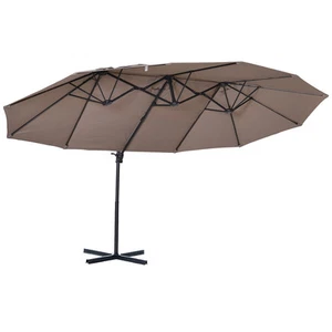 Outdoor Double Sided Patio Cantilever Umbrella Sunshade w/ Base Brown - Picture 1 of 11