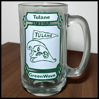 Vintage 1982 Tulane Green Wave vs. LSU Tigers Football One More Time Glass Mug - Image 1 of 4
