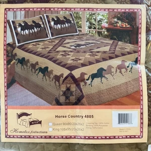 Juego de edredón VHC Brands Queen colección Horse Country 4805 de colección algodón occidental nuevo en caja - Imagen 1 de 2
