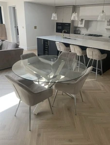 Next Home Dining Chairs x4 and Wayfair glass, round Dining Table - Picture 1 of 2