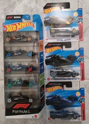 Lotto Hot Wheels 5 Pack Formula 1 F1 + Mercedes, Red Bull, Williams 1:64 2025 - Immagine 1 di 4