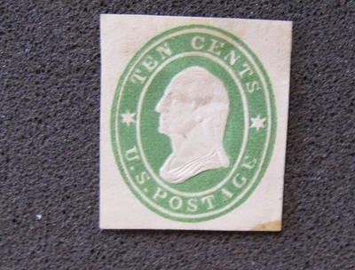 1860 US S# U33, 10 cent Green on Buff Envelope Corner BOB Mint Hinged Stain - Image 1 of 2