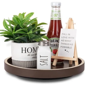 Lazy Susan Organizer for Table Top Kitchen Countertop Wooden Turntable - Picture 1 of 7
