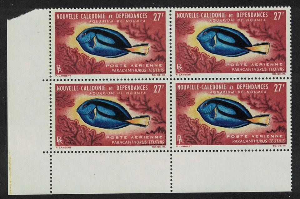 New Caledonia Palette Surgeonfish 27f Corner Block of 4 1964 MNH SG#386 - Image 1 of 1
