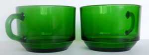 Emerald Green Vereco Made In France Stacking Tea Cups and MCM Set of 2 - Picture 1 of 2