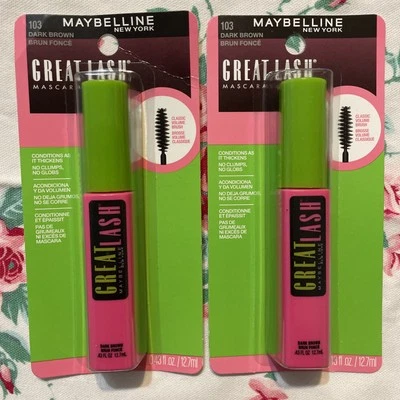 2~Maybelline Great Lash Máscara Lavable #103 Marrón Oscuro Tono Retirado Sellado Foto 1 de 4