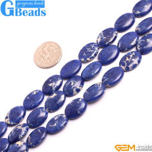 Colorful Sea Sediment Jasper Gemstone Oval Flat Beads For Jewelry Making 15"