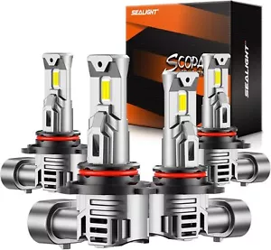 Sealight 9005/HB3 & 9006/HB4 LED Light Bulbs 4-Pack 120W 40000LM 6500K White - Picture 1 of 8