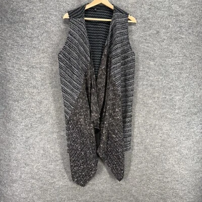 Cárdigan Sanctuary Mujer L Grande Gris Rayas Frente Abierto Sin Mangas Lana Tejido Foto 1 de 4