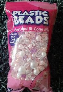 Assorted Plastic beads Pearl and Bi-cone mix Jewelry Making - Picture 1 of 4