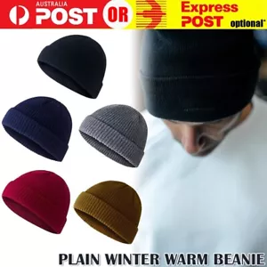 Mens Women Beanie Unisex Plain Winter Ski Thermal Warm Knit Knitted Hat Cap Bulk - Picture 1 of 8