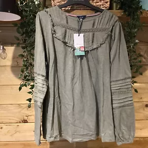 Joules Liliana Mid Green Pin Tuck Detail Top Size 16 - Picture 1 of 6