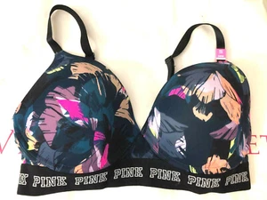 Victoria's Secret Pink Wear Everywhere Wireless Push Up Bra Dark Tropical NWT - Picture 1 of 2