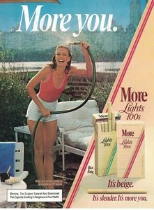 More Lights 100s Cigarettes Girl Wet Tank Top 1982 Vintage Magazine Print Ad - Picture 1 of 1