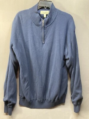 CABELA'S Sweater Men's Large 1/4 Zip WindShear Lined Pullover Blue Outdoors - Image 1 of 4