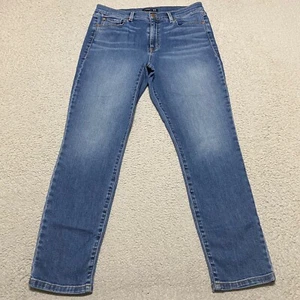 Level 99 Womens sz 10 Jeans Blue Denim Medium Wash Tapered Leg High Rise - Picture 1 of 12