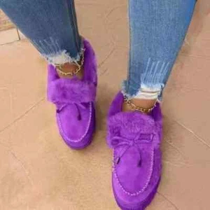 Womens Ankle Moccasin Slippers Winter Warm Loafers Faux Fur Lined Booties Size - Picture 1 of 32