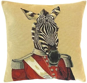 NEW 18" ARISTOFARI ZEBRA BELGIAN TAPESTRY CUSHION COVER WITH ZIP CLOSURE, 5320 - Picture 1 of 4