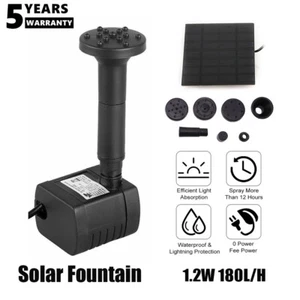 1.2W 180L/H Solar Power Fountain Safe to Fish Garden Bird Bath Decor Water Pump - Picture 1 of 12