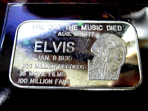 Rare 1977 Elvis 224/500 Limited Mint Silver 1 oz. Bar " The Day the Music Died " - Picture 1 of 4