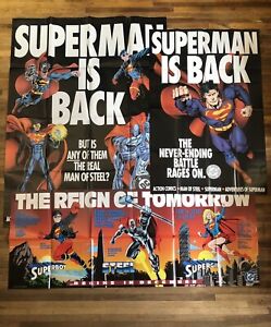 SUPERMAN IS BACK 1993 DC Comics Lot Of Large Promotional Posters Supergirl Boy