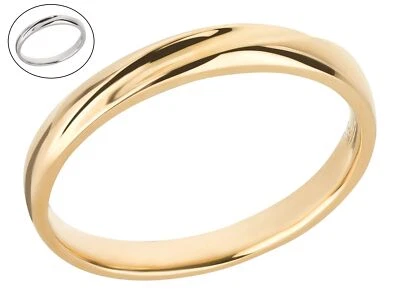 Herrenring Trauring aus 375 Gold Gelbgold Weißgold hochglanzpoliert Goldring 9k - Bild 1 von 4