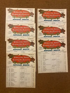 Lot of 7 Ringling Bros Barnum & Bailey Circus Official Route Card Season 1931 - Picture 1 of 5