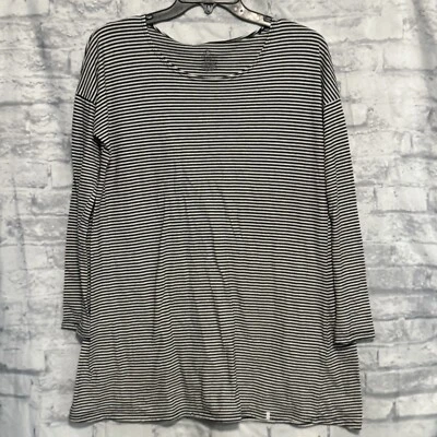 Volcom Lived In Tshirt Womens XS Black White Striped Long Sleeve - Image 1 of 4