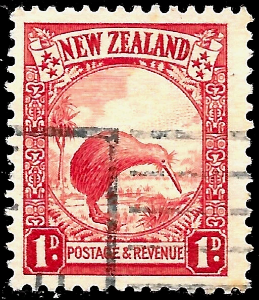 1935 NEW ZEALAND Sc#185A. used🔥KIWI and CABBAGE PALM /Bird - Image 1 of 1
