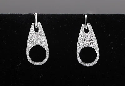 $4,750 18k 白金铺面套装钻石拉链设计吊坠耳环 — 第 1/4 张图片