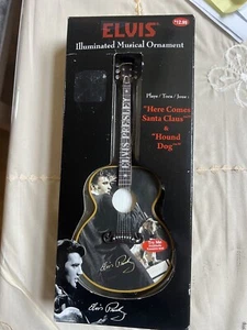 Illuminated Elvis Presley Guitar Musical Ornament Plays *Hound Dog * NIB - Picture 1 of 3