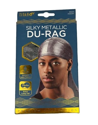 Titan Du-Rag Sedoso Metálico Suave Tela Satén Hombres Cabeza Cola Extra Larga Foto 1 de 4