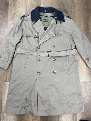 Gabardina LRL Ralph Lauren para hombre talla 40S marrón tostado acolchada con cremallera forrada con cinturón Foto 1 de 4