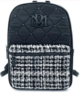 B & W BADGLEY MISCHKA Vegan Leather Big Diamond Quilted Nylon Backpack NEW W/TAG - Picture 1 of 15