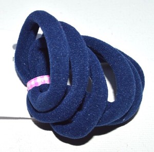 NEW Back to school Card of 6 Navy blue Jersey fabric elastics bobbles hair