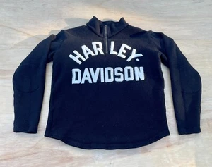 HARLEY DAVIDSON Sweater 1/4 Zip Cotton Wool Logo Women’s Blue SIZE L - Picture 1 of 4