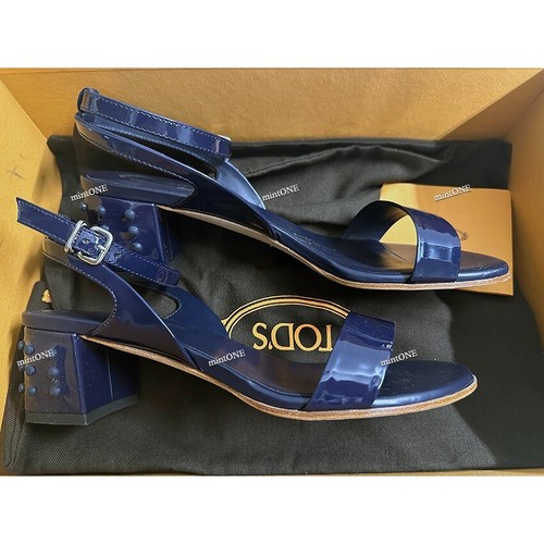 TOD’S NUOVO sandalo Tod's in pelle verniciata Lt blu taglia 37