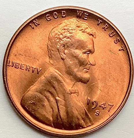 1947 S  Uncirculated Choice Red RD - Lincoln Wheat Cent ~ A847 Cover