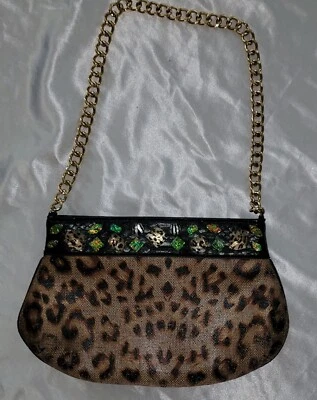 Bolso de hombro Christian Audigier con cadena con estampado de leopardo con joyas con cierre magnético Foto 1 de 4
