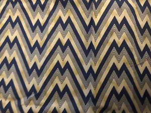 Chevron Mountain Peak Print Blue & Beige Quilting Cotton BTFQ - Picture 1 of 4