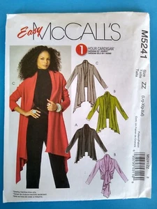 Women's Tall Easy McCall M5241 Cardigan Sewing Pattern - Size Large, Xlg, Xxl - Picture 1 of 2