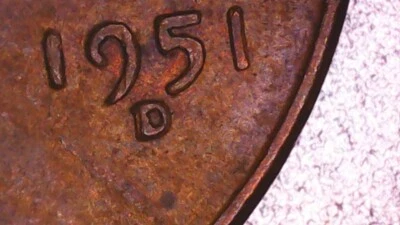 1951 D Lincoln Cent RPM (C.C. - 1MM-002 , Wex. -002 , Con -002 ) - Image 1 of 4