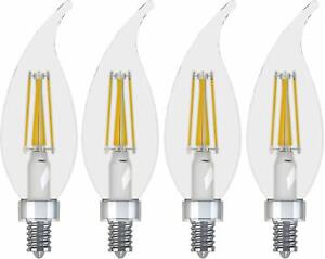 4- GE LED 40 Watt Chandelier Light Bulb E12 Dimmable 300 Lumen 3.5 Watt Clear