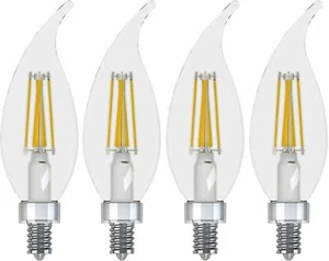 4- GE LED 40 Watt Chandelier Light Bulb E12 Dimmable 300 Lumen 3.5 Watt Clear - Picture 1 of 7