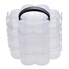 2X(3-Tier Clear Plastic Stackable Organiser Storage Craft Box Container Je