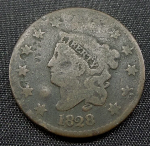 1828 Coronet Head Large One Cent 1c Coin - B560 Cover