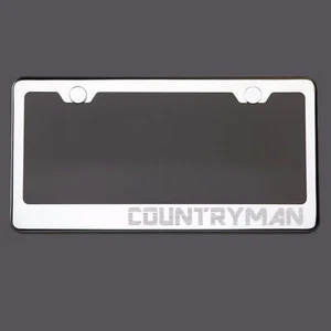 Mirror Chrome License Plate Frame COUNTRYMAN Laser Engraved Metal Screw Cap - Bild 1 von 8
