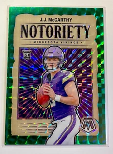Vikings J.J. McCarthy Mint 2024 Panini Mosaic Notoriety Green Mosaic Prizm RC - Picture 1 of 1