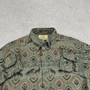 Vintage Cabelas Chamois Button Shirt Mens Large Flannel Deerskin Soft Wolf Aztec - Picture 1 of 7